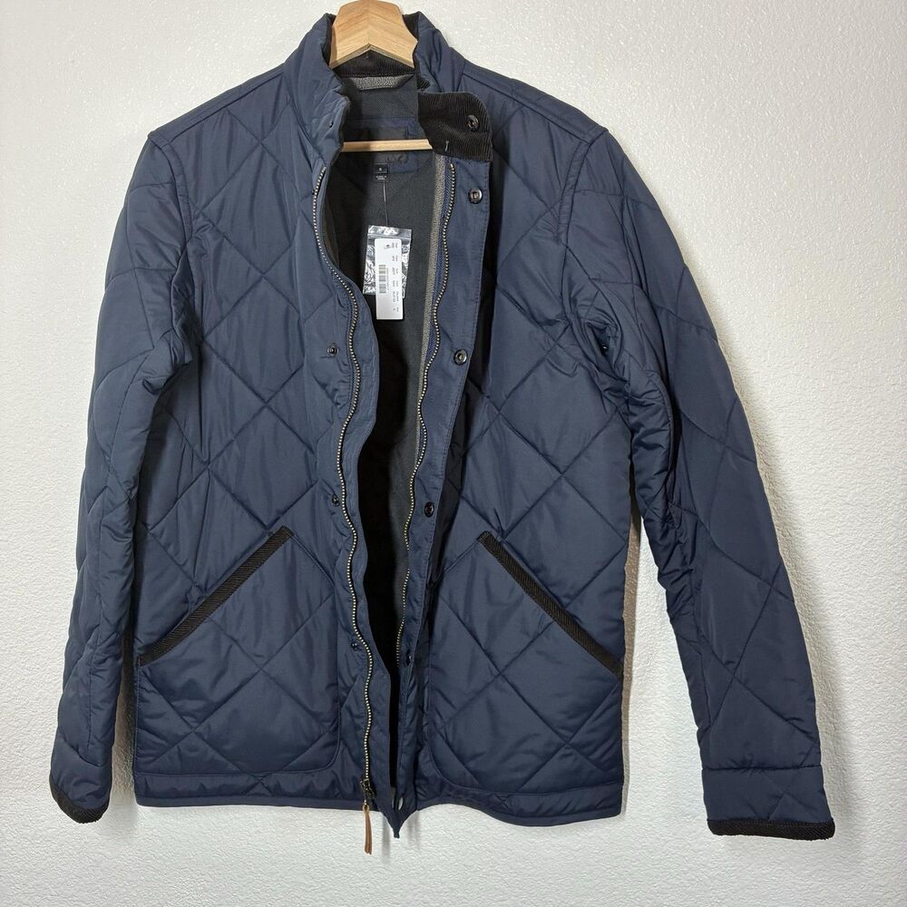 J.Crew Jacket Mens Small Navy Quilted Full Zip Stand Collar Pockets Insulated - Picture 1 of 16
